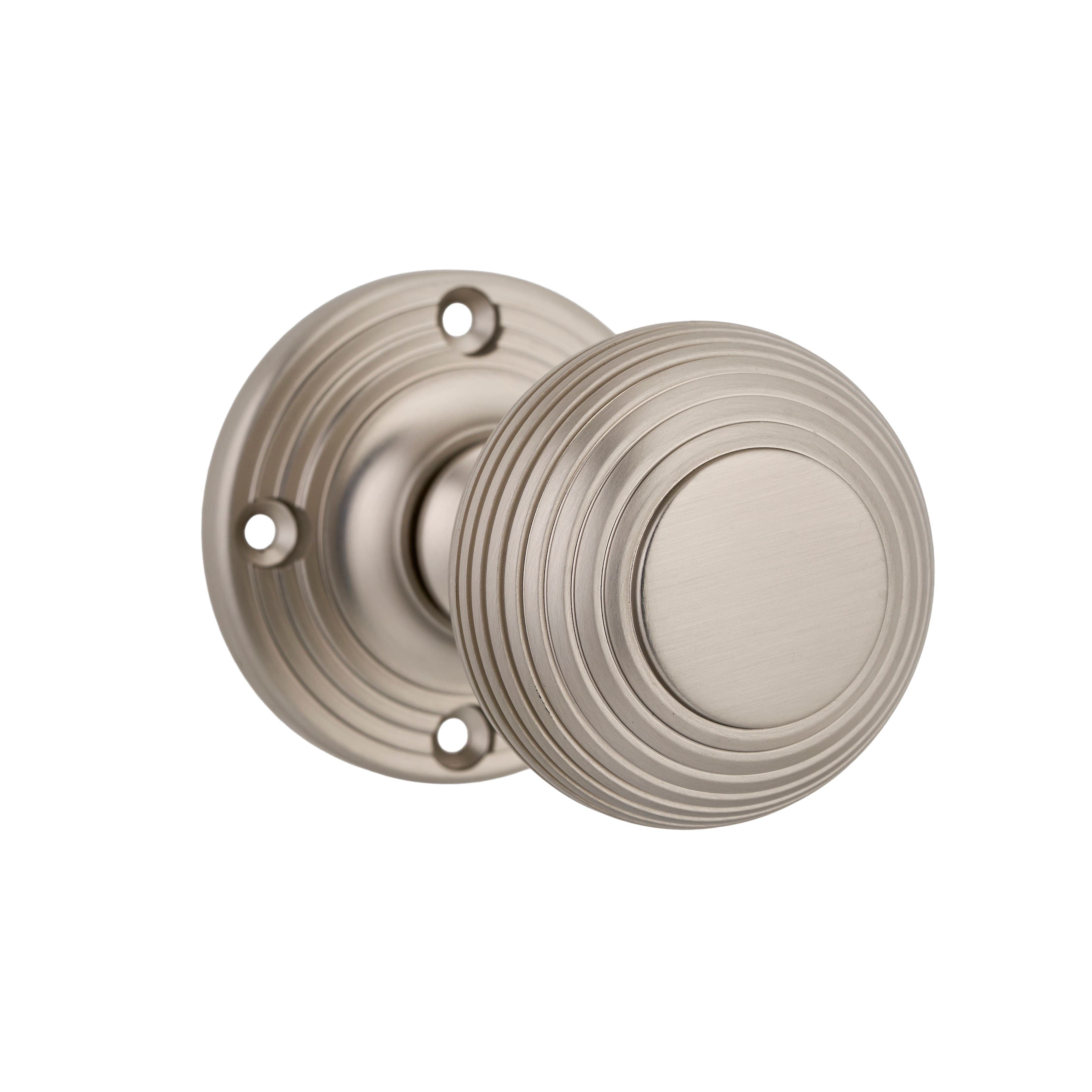 Beehive Mortice Door Knob - Brushed Nickel - Pair - Designer Levers