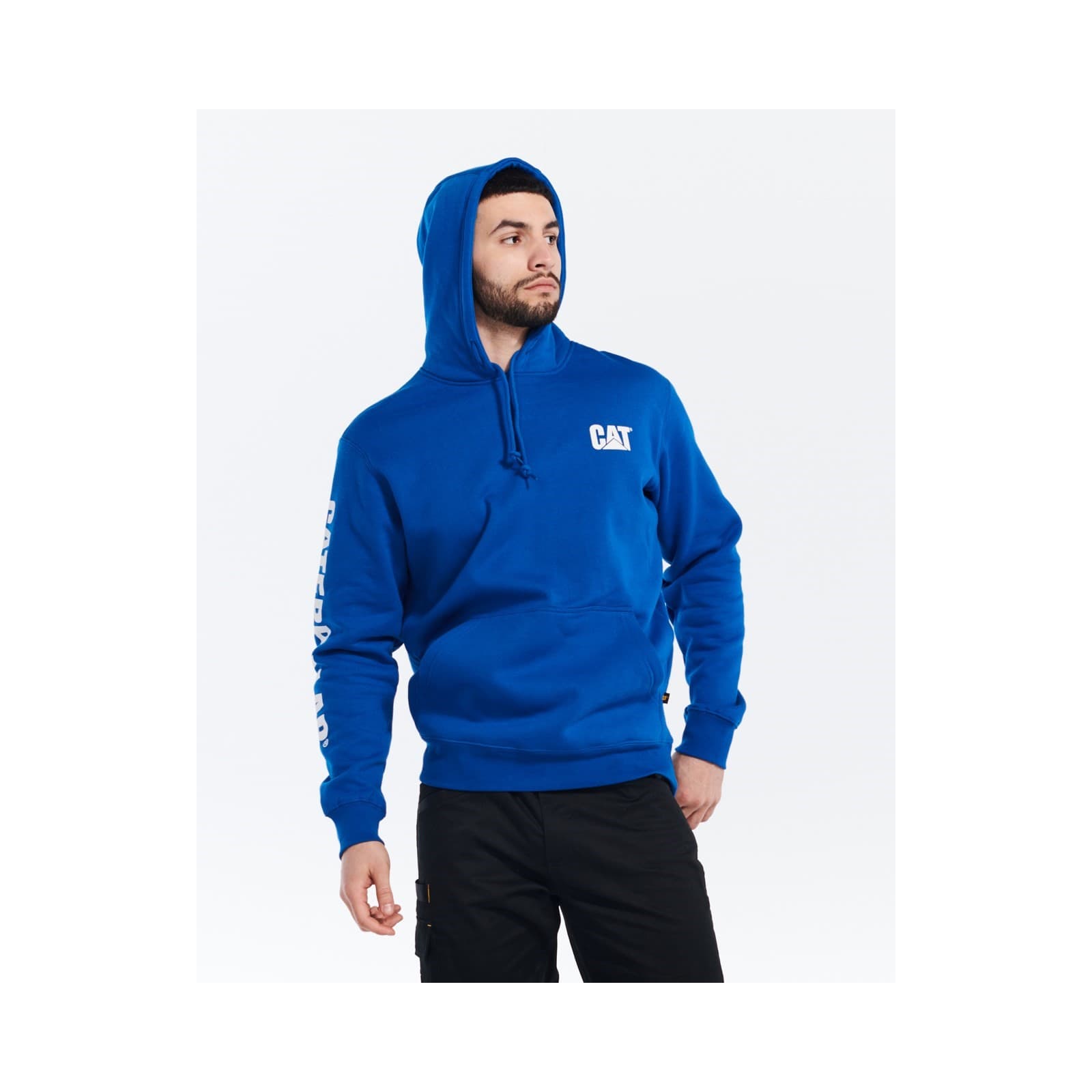 Caterpillar Trademark Banner Hooded Sweatshirt Size Lge Blue 38520-73843-05