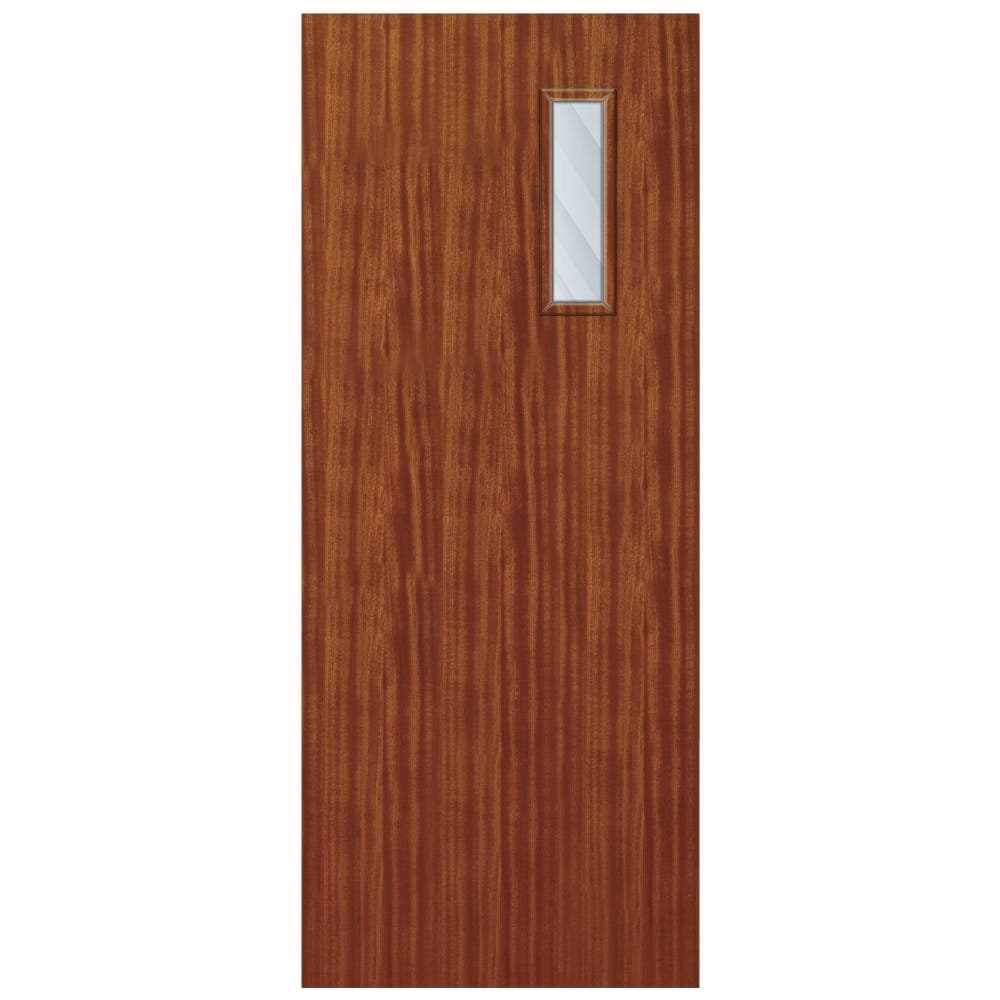 QTD Sapele Solid Core Clear Laminate Glazed Internal Door 1981mm x 838mm x 44mm | 450mm x 150mm VP