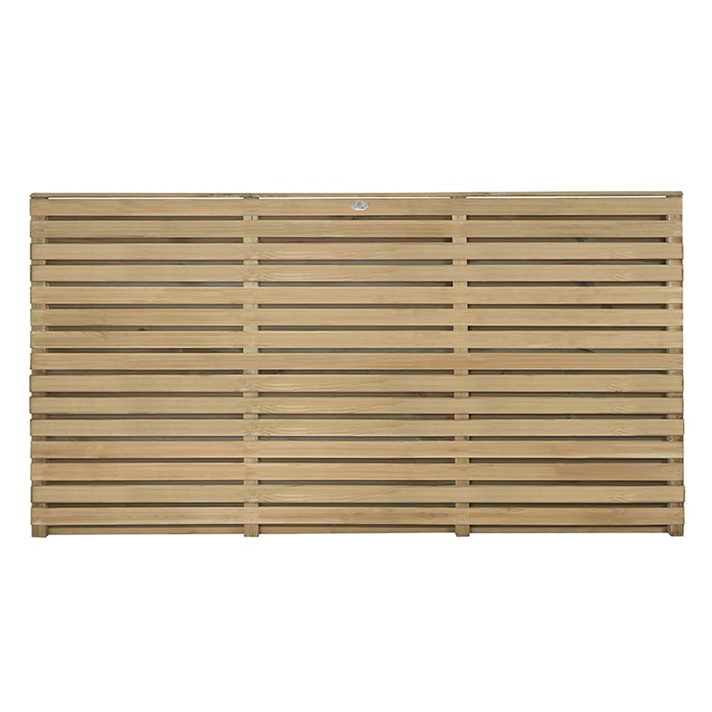 Forest Garden Natural Timber Pressure Treated Double Slatted Fence Panel 3 Pack, 6x3ft
