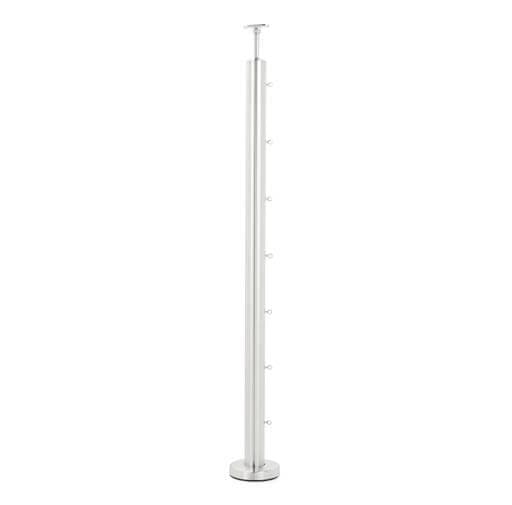 Stainless Steel Balustrade End-Mid Post Fully Assembled with Eye Bolts - 972mm Height x 48.3mm Diameter