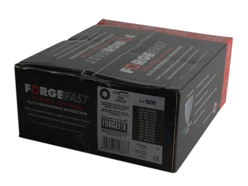 Forgefix FFTPACK Forgefast Torx® Compatible Wood Screw Pack 1800 Piece