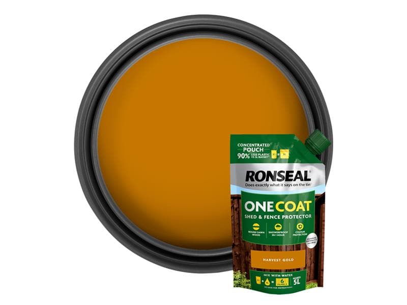 Ronseal KCB.8174503.41100.73 One Coat Shed & Fence Refill Pouch Harvest Gold 950Ml