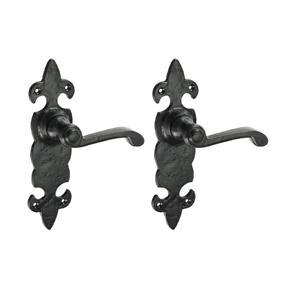 Timco Fleur De Lys Ornate Lever Latch Handles - Antique Black Box 1 200953
