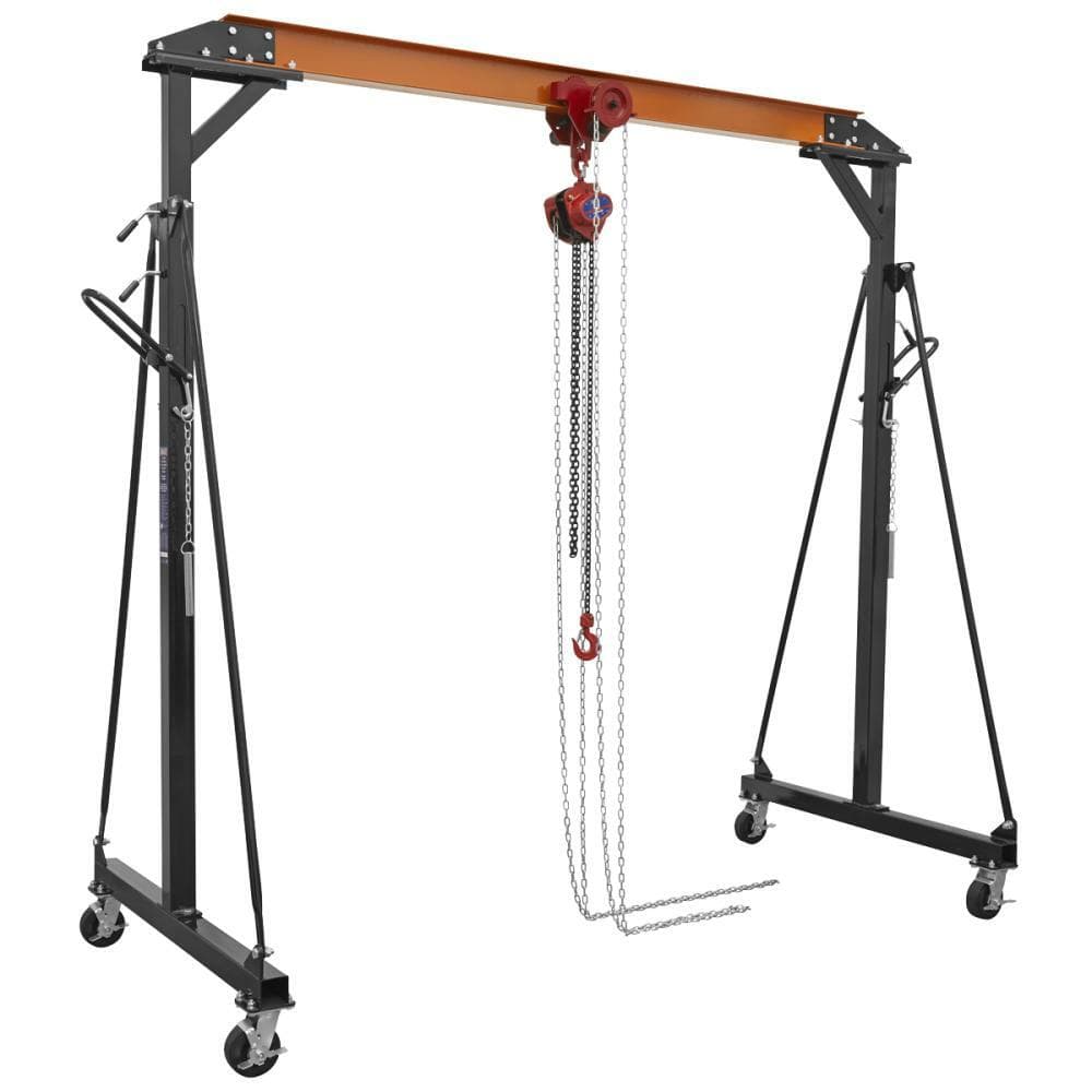 Sealey SG1000KITG Portable Gantry Crane Adjustable 1 Tonne With Geared Trolley Combo