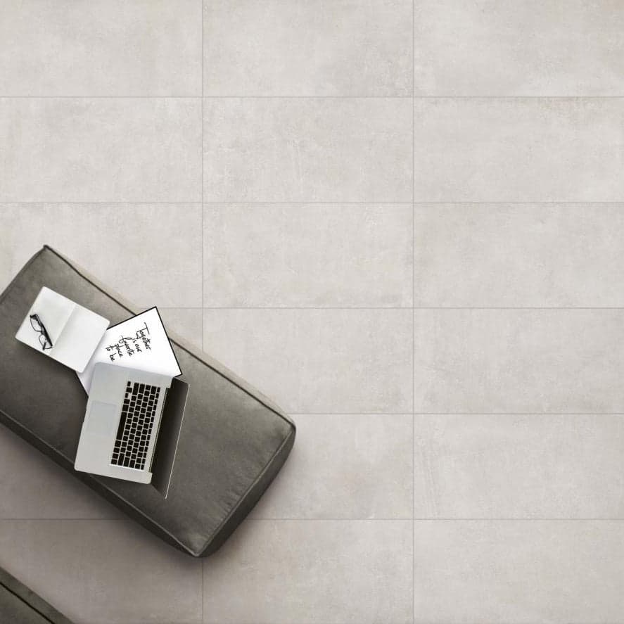 Block White Concrete Effect Porcelain Tile 30x60cm