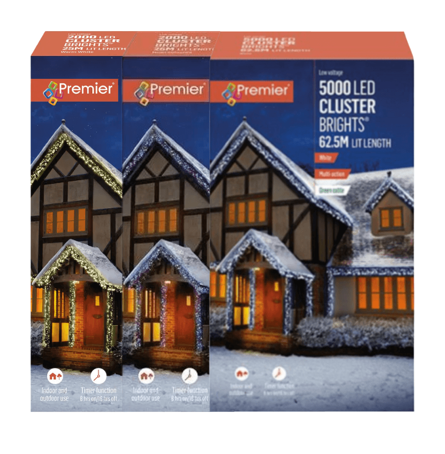 Premier 5000 Multi Colour LED Multi Action Cluster Christmas String Lights