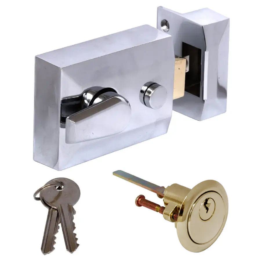 Deadlocking Double Nightlatch - Standard - Polished Chrome - Hardware Solutions