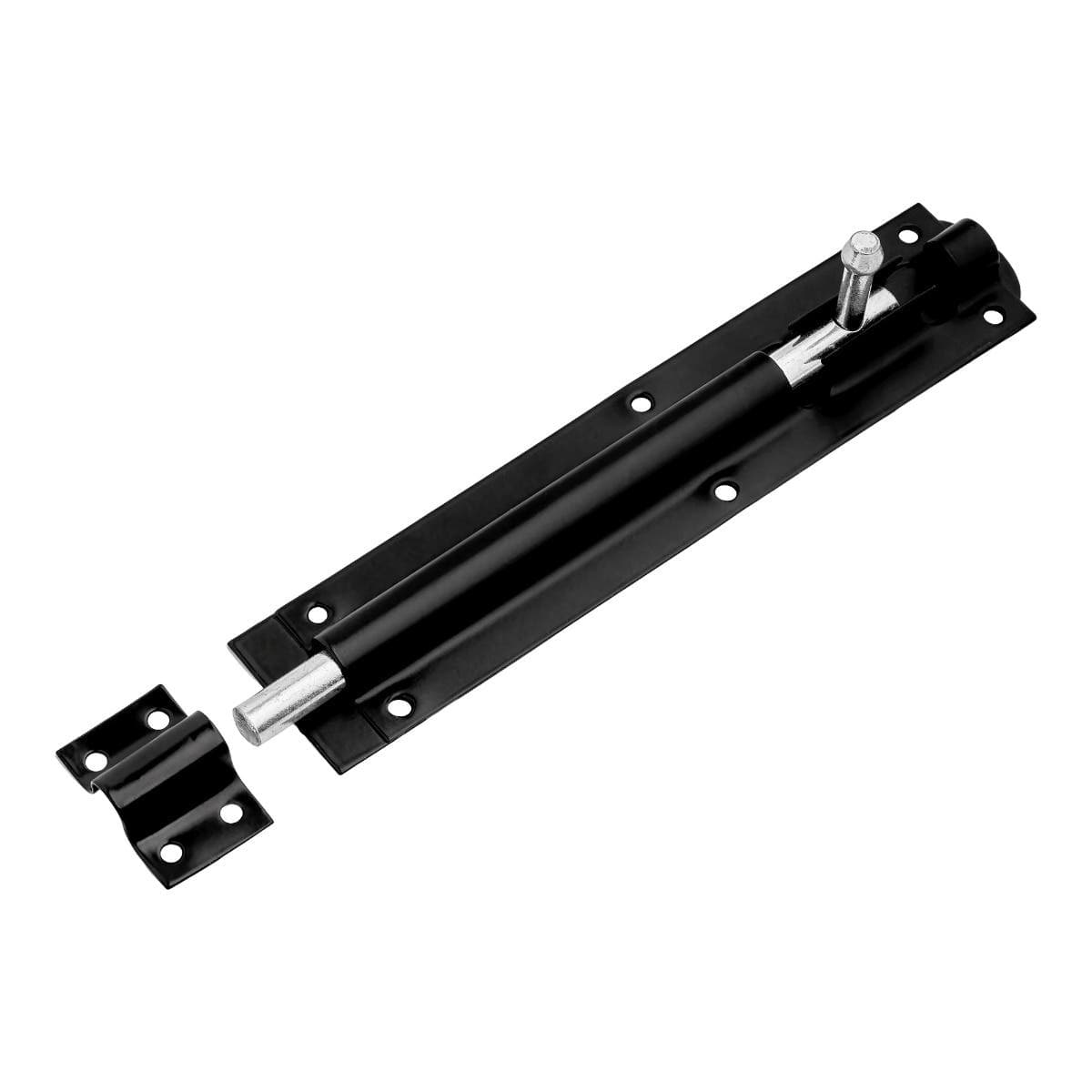 Straight Steel Tower Bolt - Black Powder Coated - 200mm - Hardware Solutions
