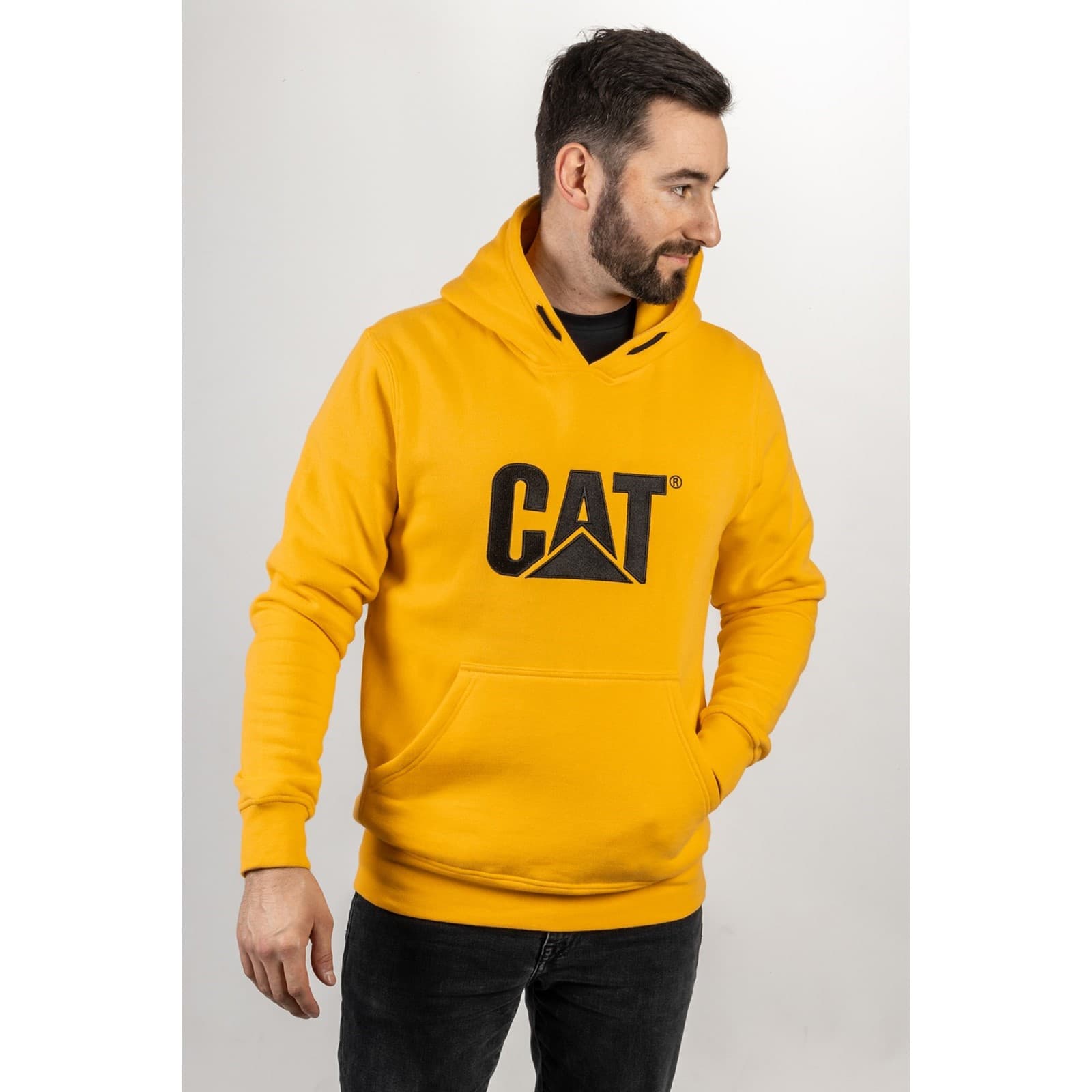 Caterpillar Trademark Hooded Sweatshirt Size Lge Yellow 19634-57739-05