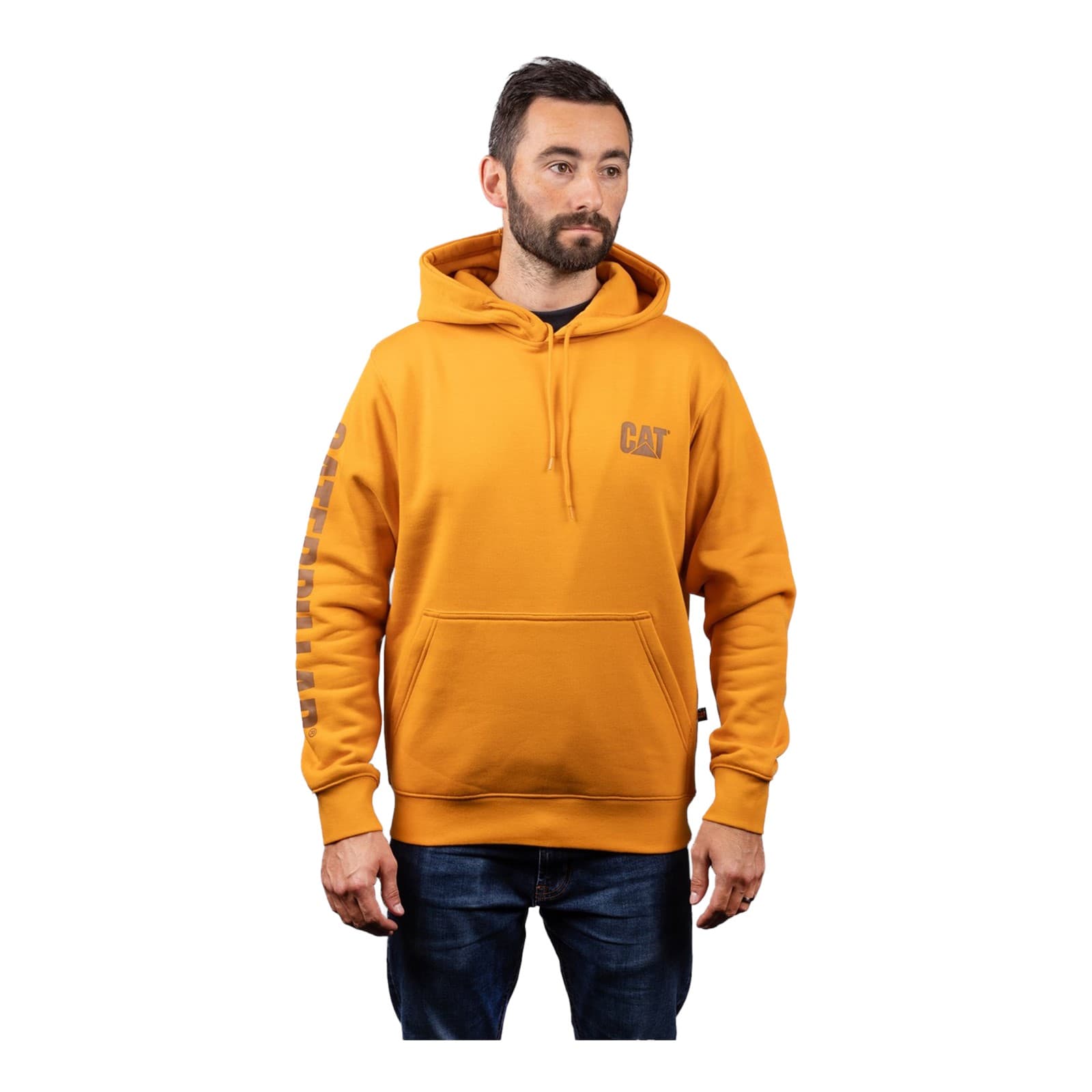 Caterpillar Trademark Banner Hooded Sweatshirt Size XXL Yellow 38521-71795-07