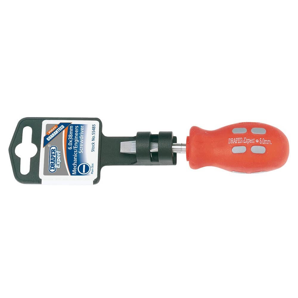 Draper Expert 55485 Plain Slot Flared Tip Mechanicfts Screwdriver 6 X 38Mm each