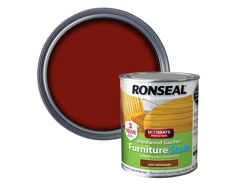 Ronseal 36432 Ultimate Protection Hardwood Garden Furniture Stain Deep Mahogany 750Ml