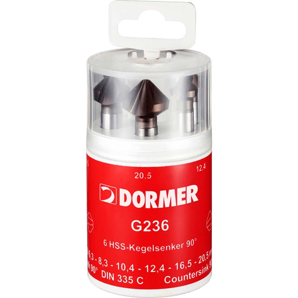 Dormer G2365 6 Piece HSS Tialn Tri-Flat Straight Shank 90° Countersink Set