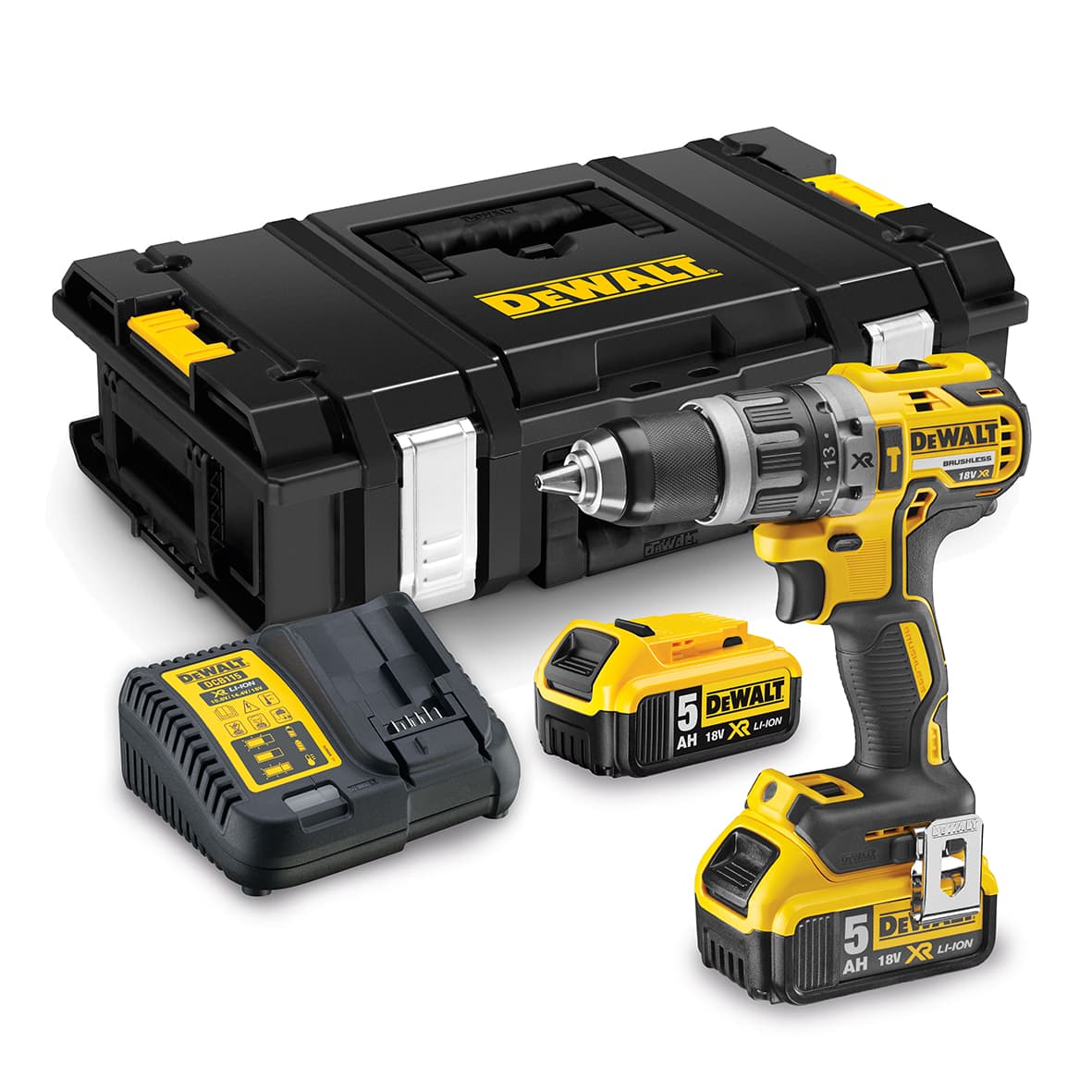 DeWalt DCD796P2 Combi Drill 18 Volt Xr Brushless Compact Lithium-ion Complete with 2 x 5.0AH Batteries, Charger and Tstak Kitbox