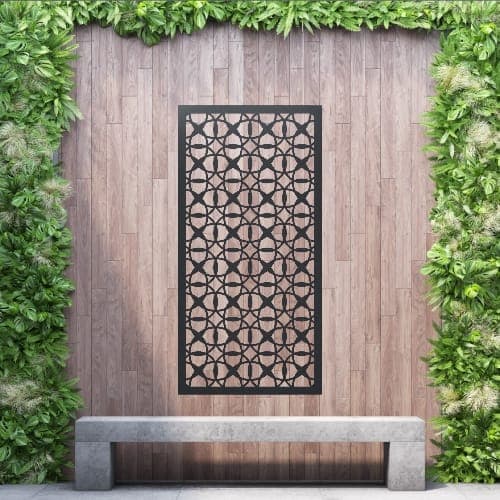 Aluminium Privacy Screen Morroco - Wall Mounted - 1800mm x 900mm Black