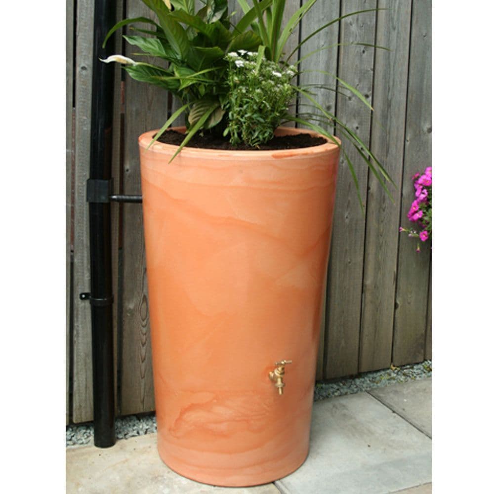 Medium 180L Garden Planter Water Butt Wash Terracotta