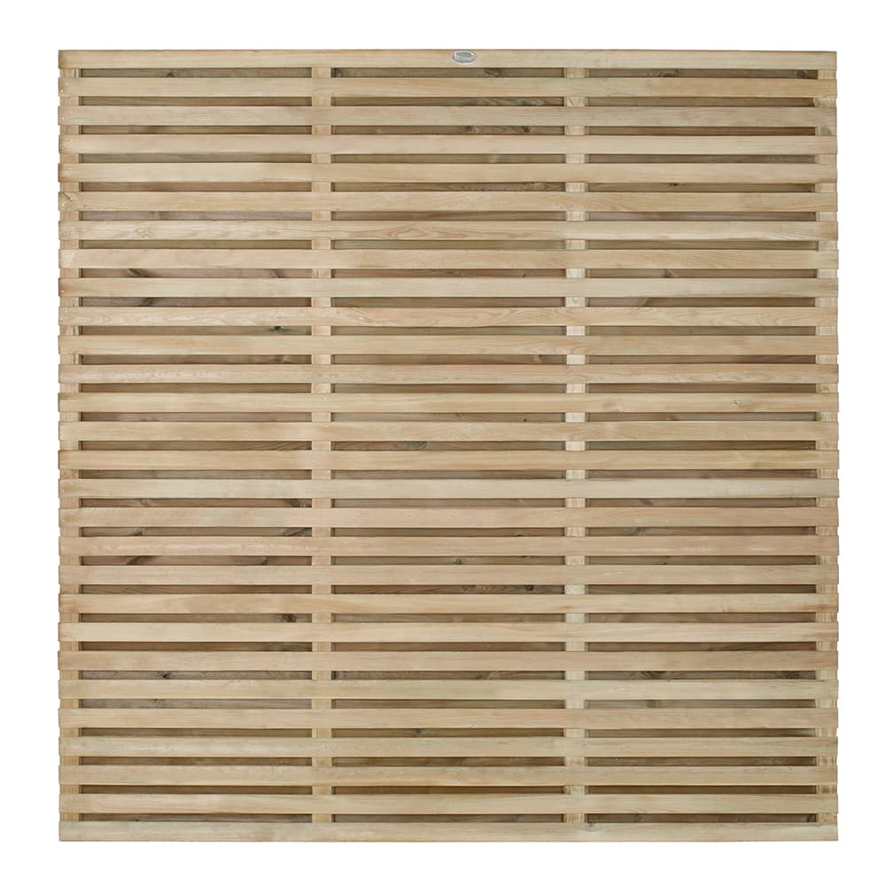 Pressure Treated Double Slatted Fence Panel 6ft x 6ft Pack of 5