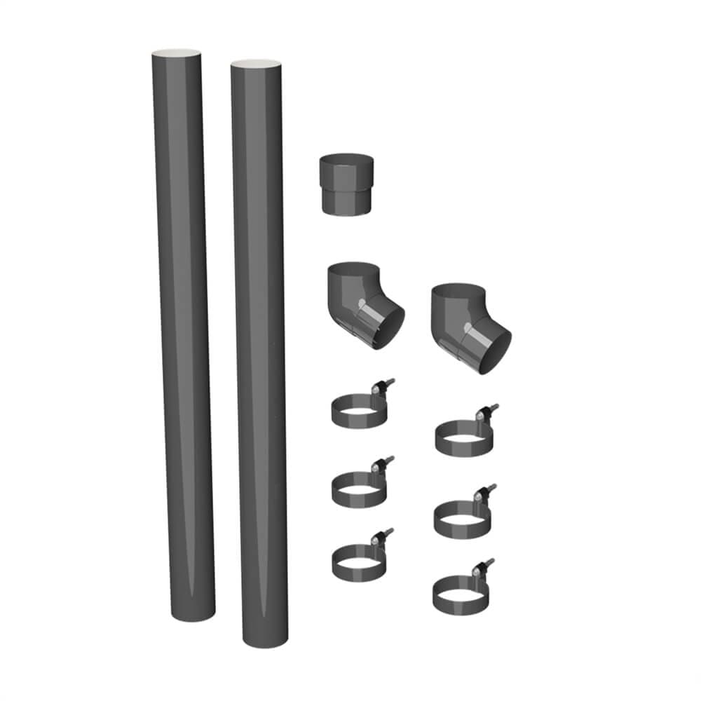 Galeco Round PVC Offset Downpipe Kit Graphite Grey - 100mm Diameter