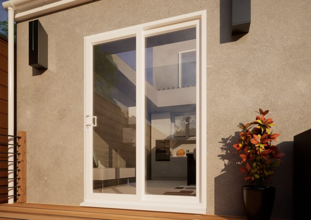 PVC Sliding Door - 1500mm White - Left Hand Slide & Right Hand Fixed