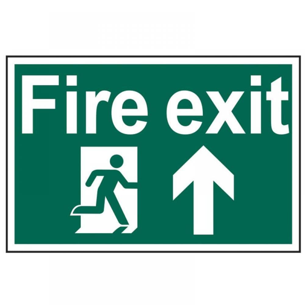 Scan 1505 Fire Exit Running Man Arrow Up - Pvc Sign 300 X 200Mm