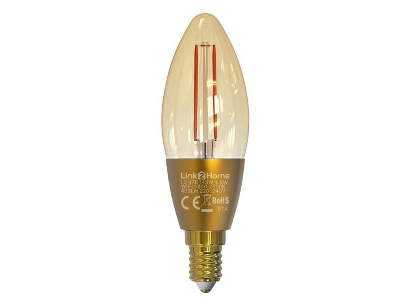 Link2Home L2HFE145W Wi-Fi Led Ses (E14) Candle Filament Dimmable Bulb White 400 Lm 4.5W