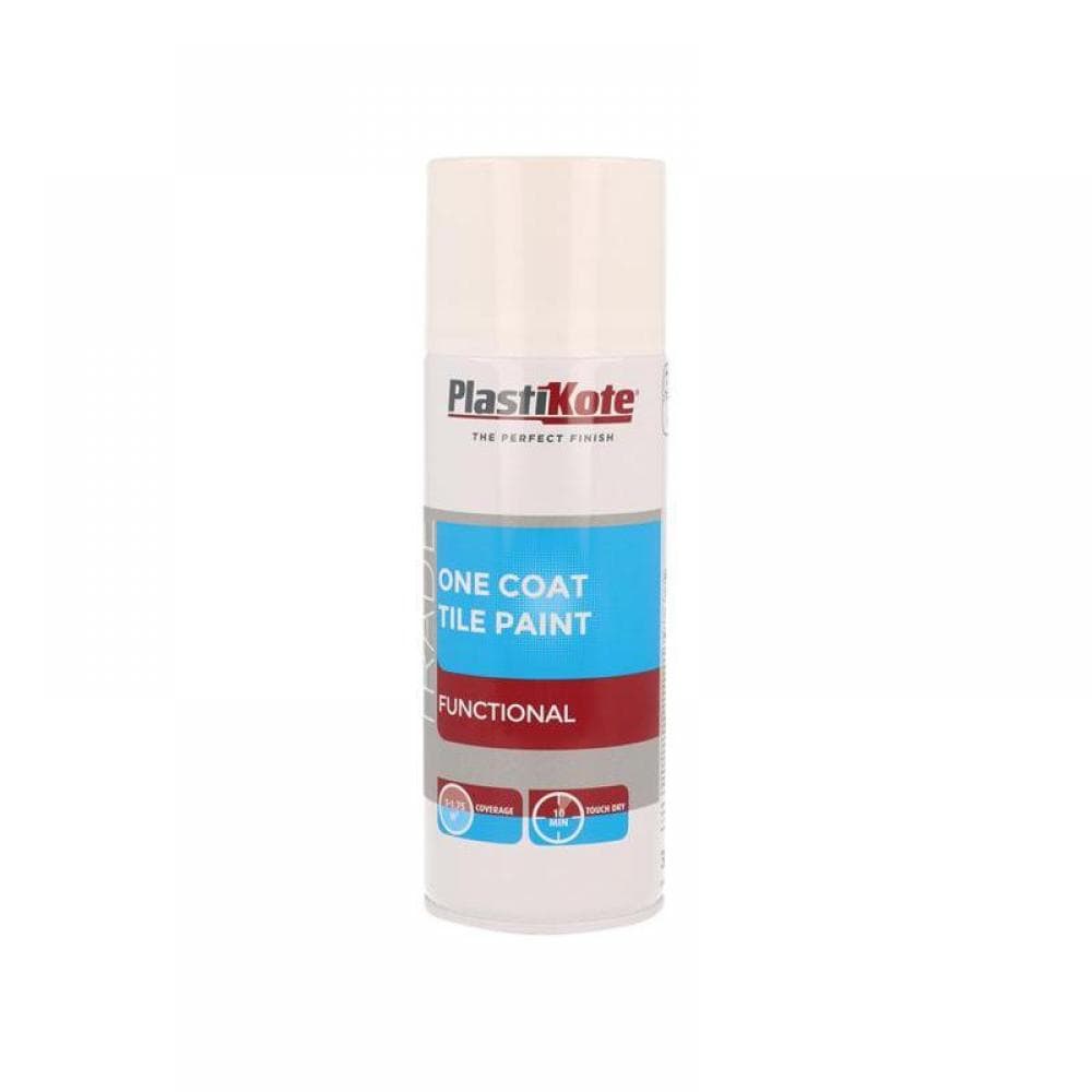 Plastikote 071026 Trade One Coat Spray Tile Paint Gloss White 400Ml