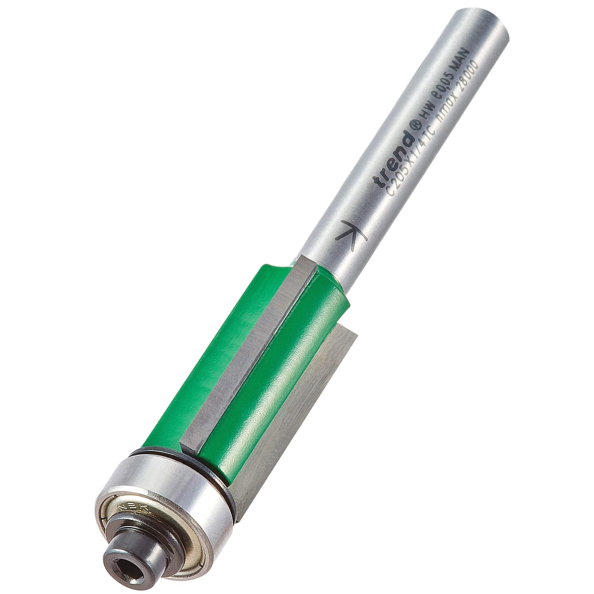 Trend Bearing Guided Three Flute Trimmer 12.7Mm Diameter 25Mm Length Pk 1 C205X1/4TC