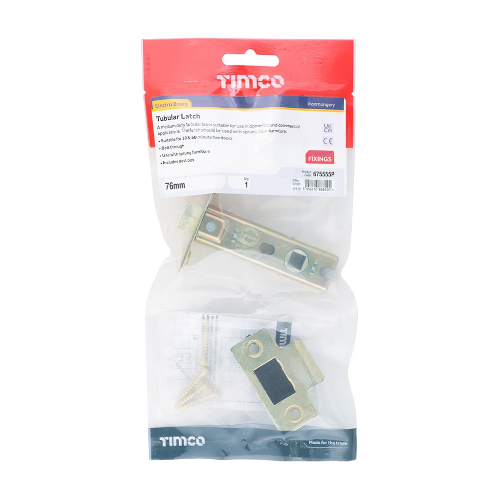 Timco Tubular Latch - Electro Brass TIMbag 1 675555P