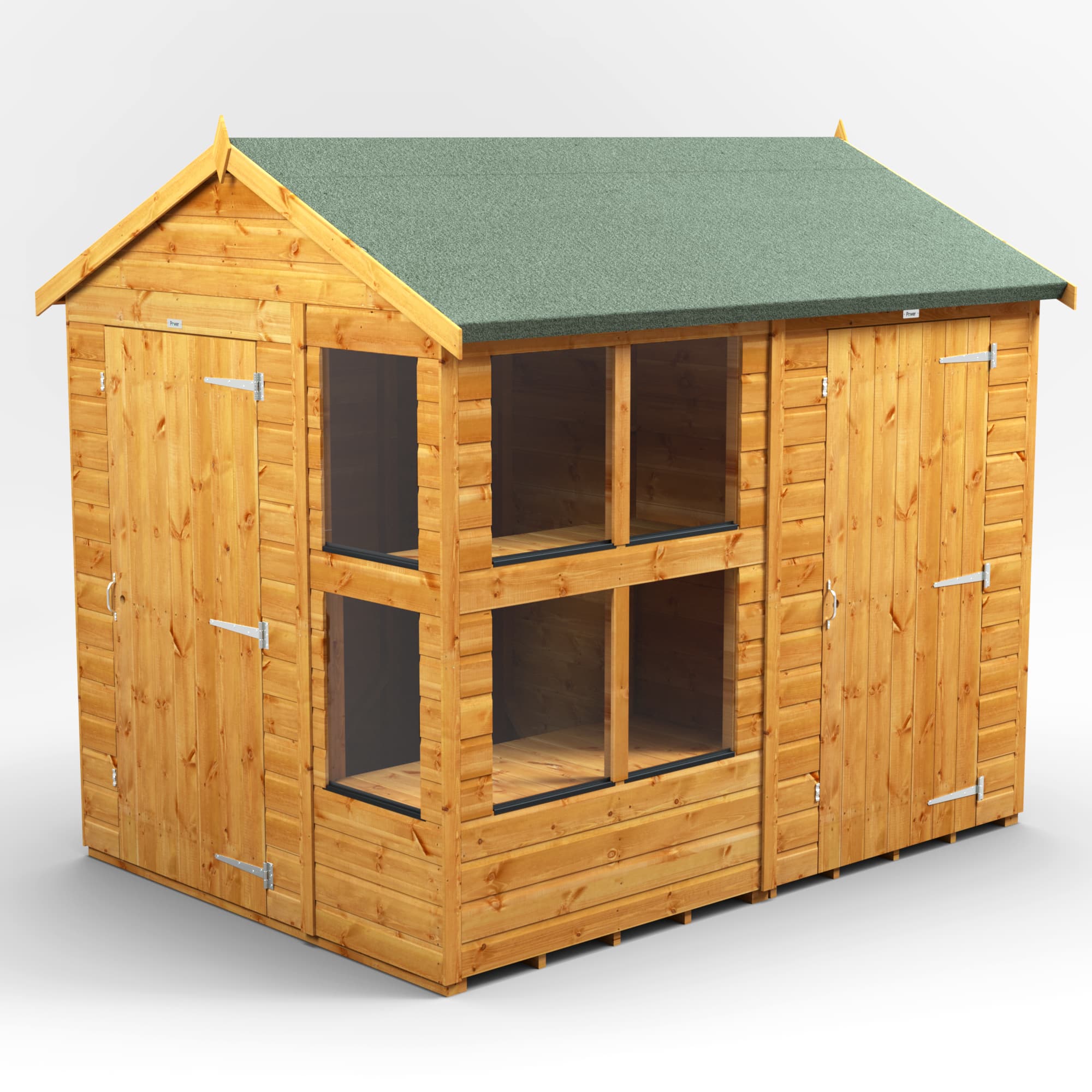 Powersheds 8 x 6 Power Apex Potting Shed With 4ft Side Store