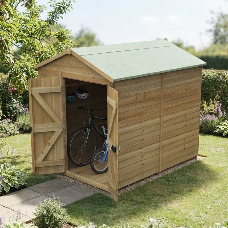 8' x 6' Forest Timberdale 25yr Guarantee Tongue & Groove Pressure Treated Windowless Double Door Apex Shed (2.46m x 2.03m)