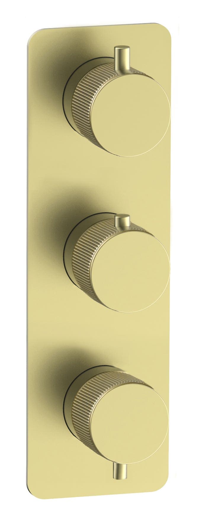 Frankfurt Linear Triple Round Concealed Thermostatic Mixer Valves - WRAS - Brushed Brass