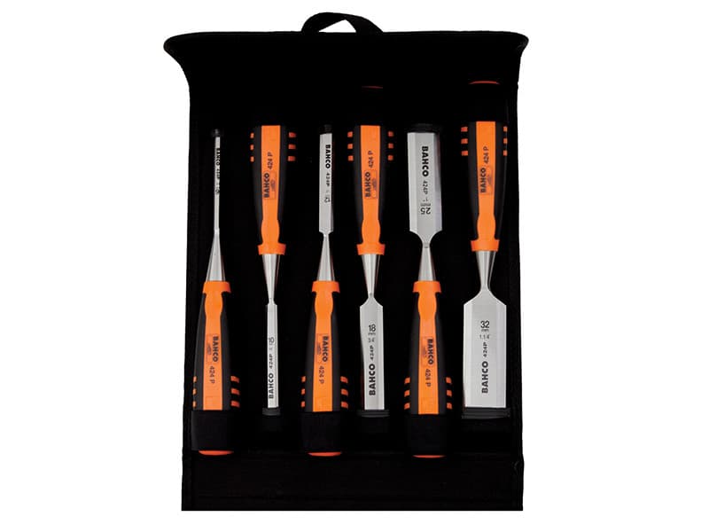 Bahco 424P-S6-PP 424-P Bevel Edge Chisel Set 6 Piece In Pouch