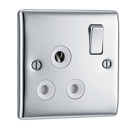 Nexus Metal Polished Chrome Single Round Pin Switched 15A Socket NPC99W-01