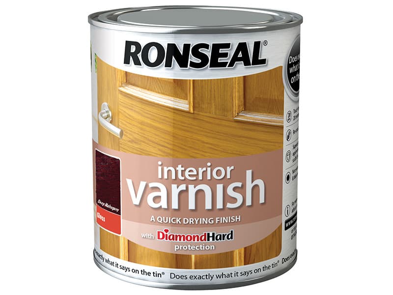 Ronseal 36846 Interior Varnish Quick Dry Gloss Deep Mahogany 250Ml