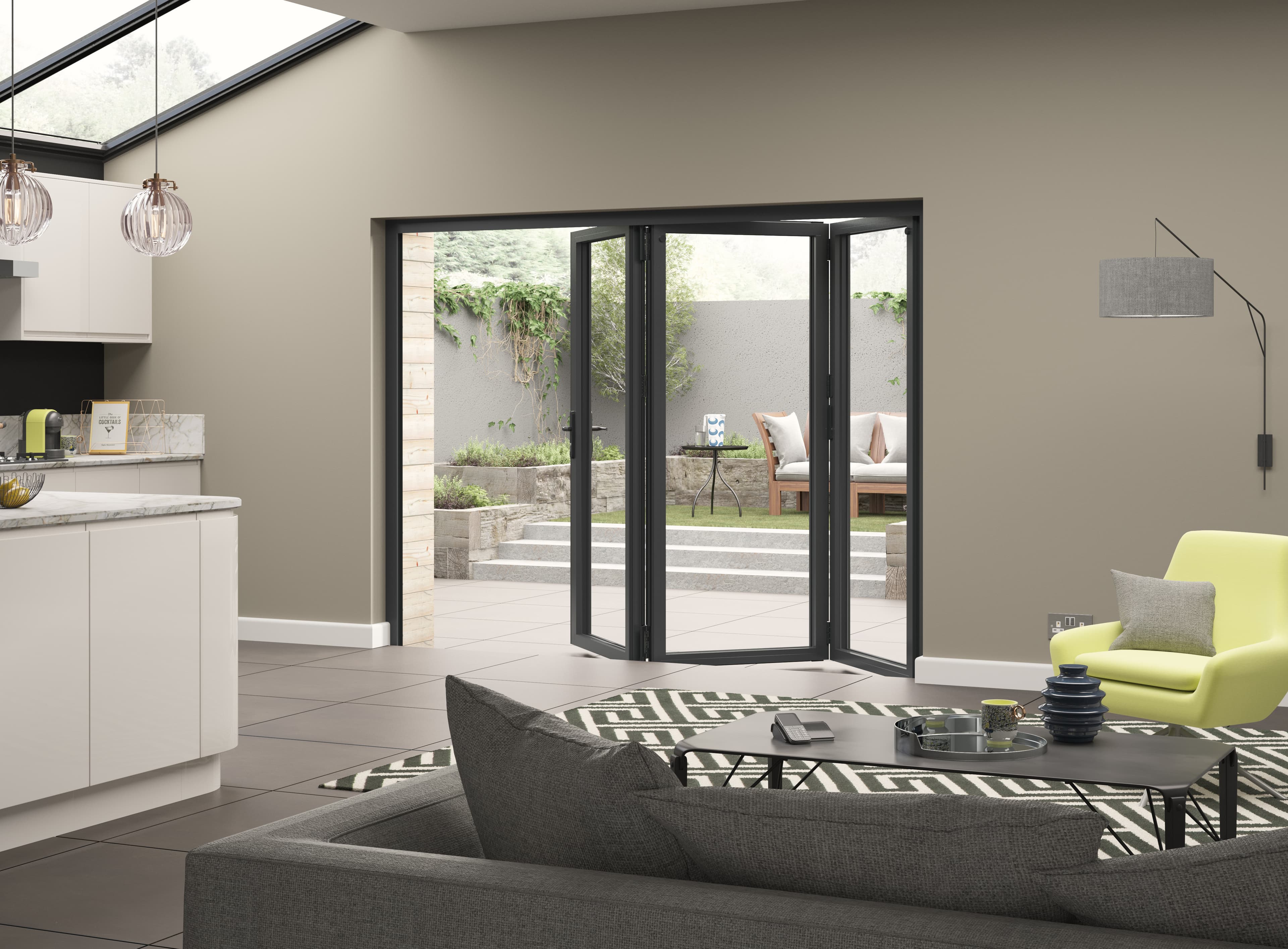 JCI External Aluminium Bifold Grey Left Opening 2090 x 2090mm High