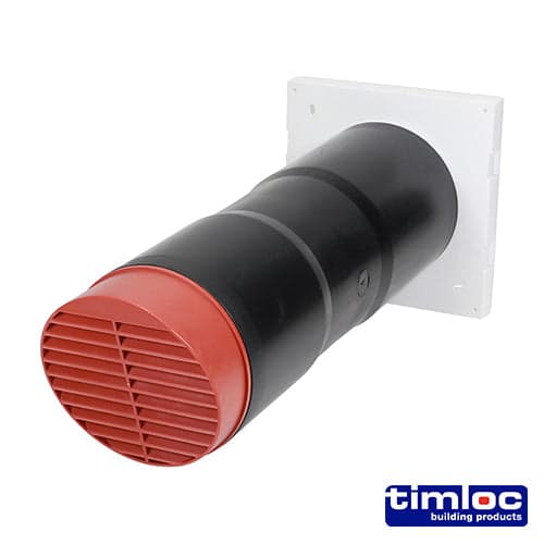 Aero Core Through Wall Vent with High Rise & Baffle - 127 × 350mm – Terracotta