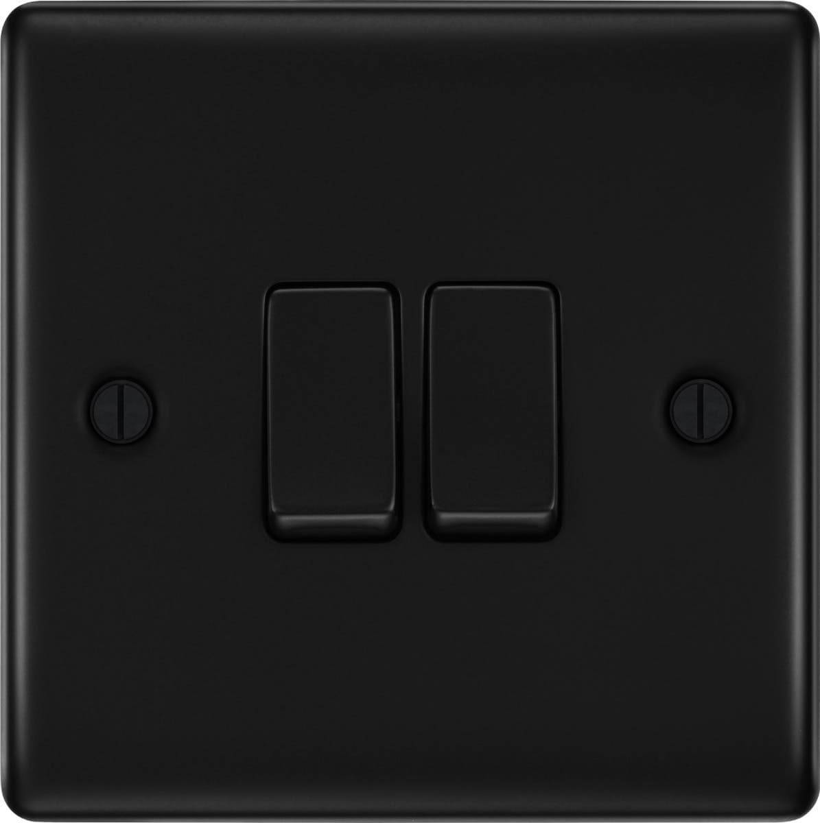 Double Light Switch - 2 Gang 2 Way - Matte Black