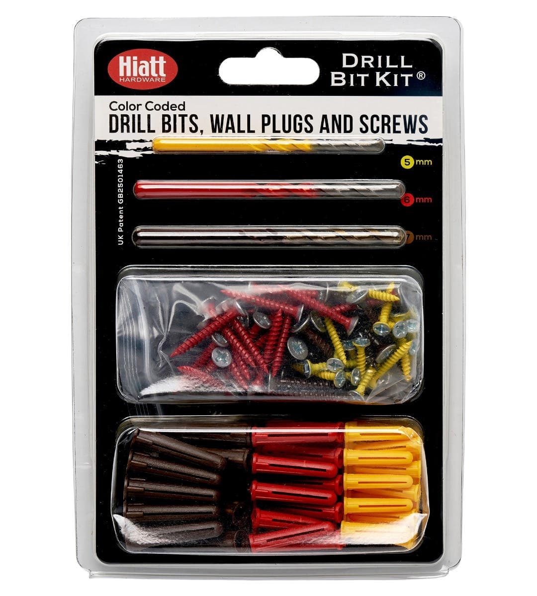 Colour Coded Drill Bit Kit with Screws & Wallplugs Pack 123