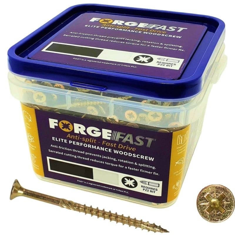 Forgefix Forgefast FFP6100YT Elite Fast-Start Woodscrews 6.0 X 100Mm (Tub Of 225)