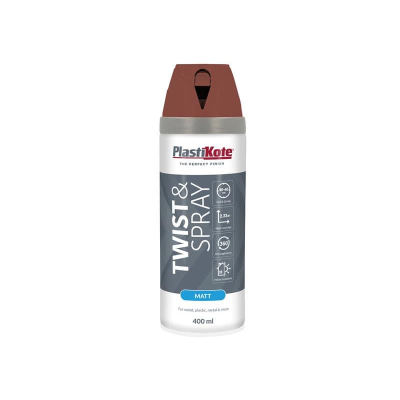 Plastikote 023124 Twist & Spray Matt 400Ml Pantile Red