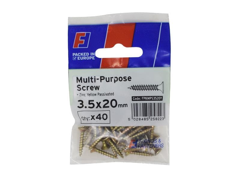 Forgefix FPKMPS3520Y Multi-Purpose Pozi Screw Csk St Zyp 3.5 X 20Mm Forgepack 40