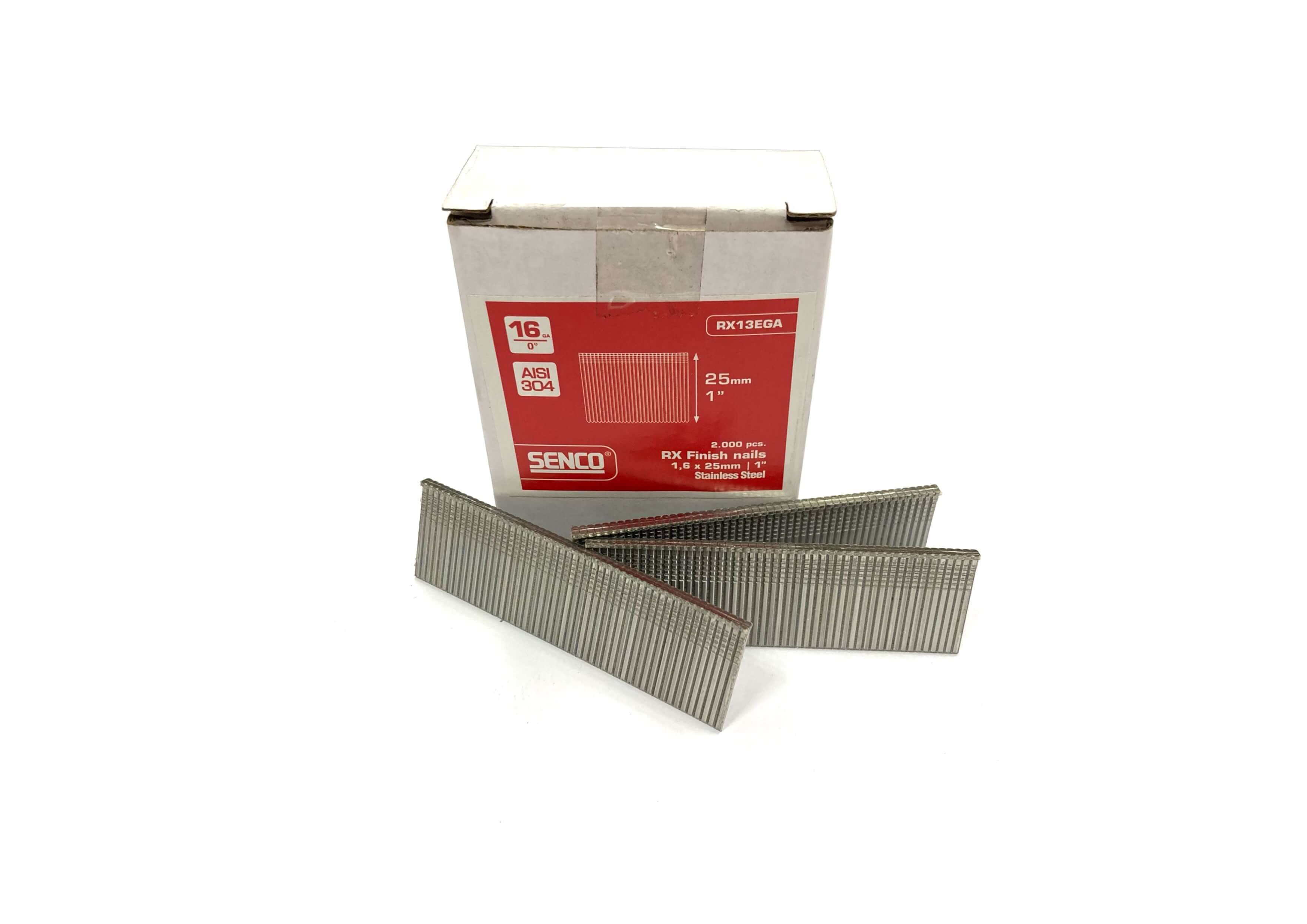 Senco RX13EGA 16-Gauge Rx Straight Brad Aisi304 Stainless Steel 25Mm Box 2000