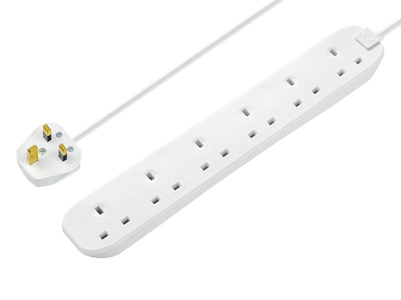 Masterplug BSG210N-MP Extension Lead 240V 6-Gang 13A White 2M