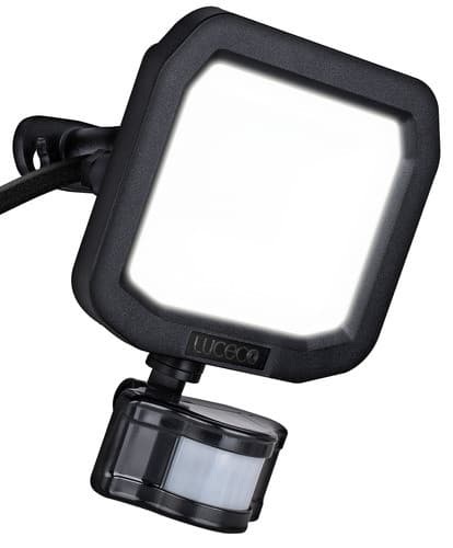 Luceco Led Floodlight 20W 1M Cable 2000 Lumens Ip65 30K Hrs 3 Year Warranty Smart Pir LSMFSP20B150-05