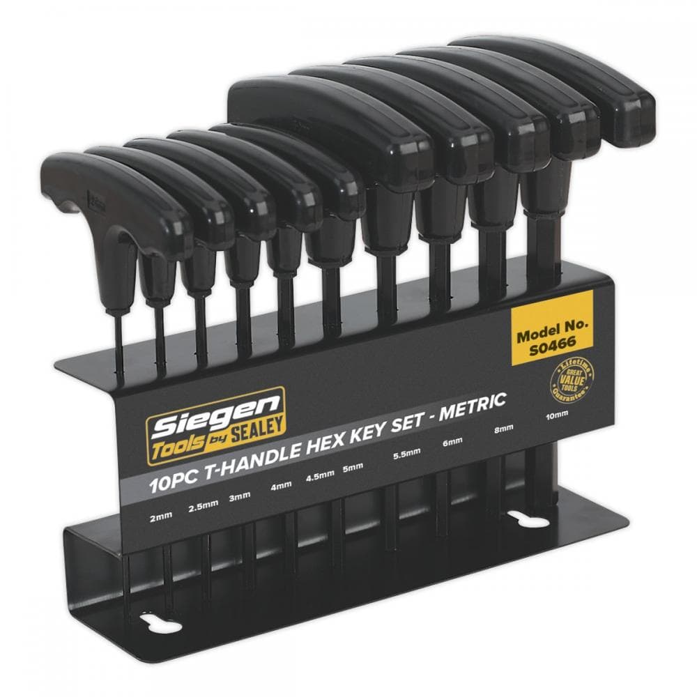 Sealey S0466 Hex Key Set 10Pc T-Handle - Metric