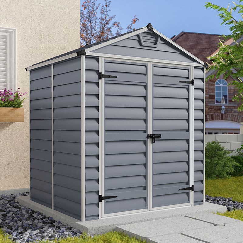6' x 5' Palram Canopia Grey Skylight Apex Plastic Shed (1.85m x 1.54m)