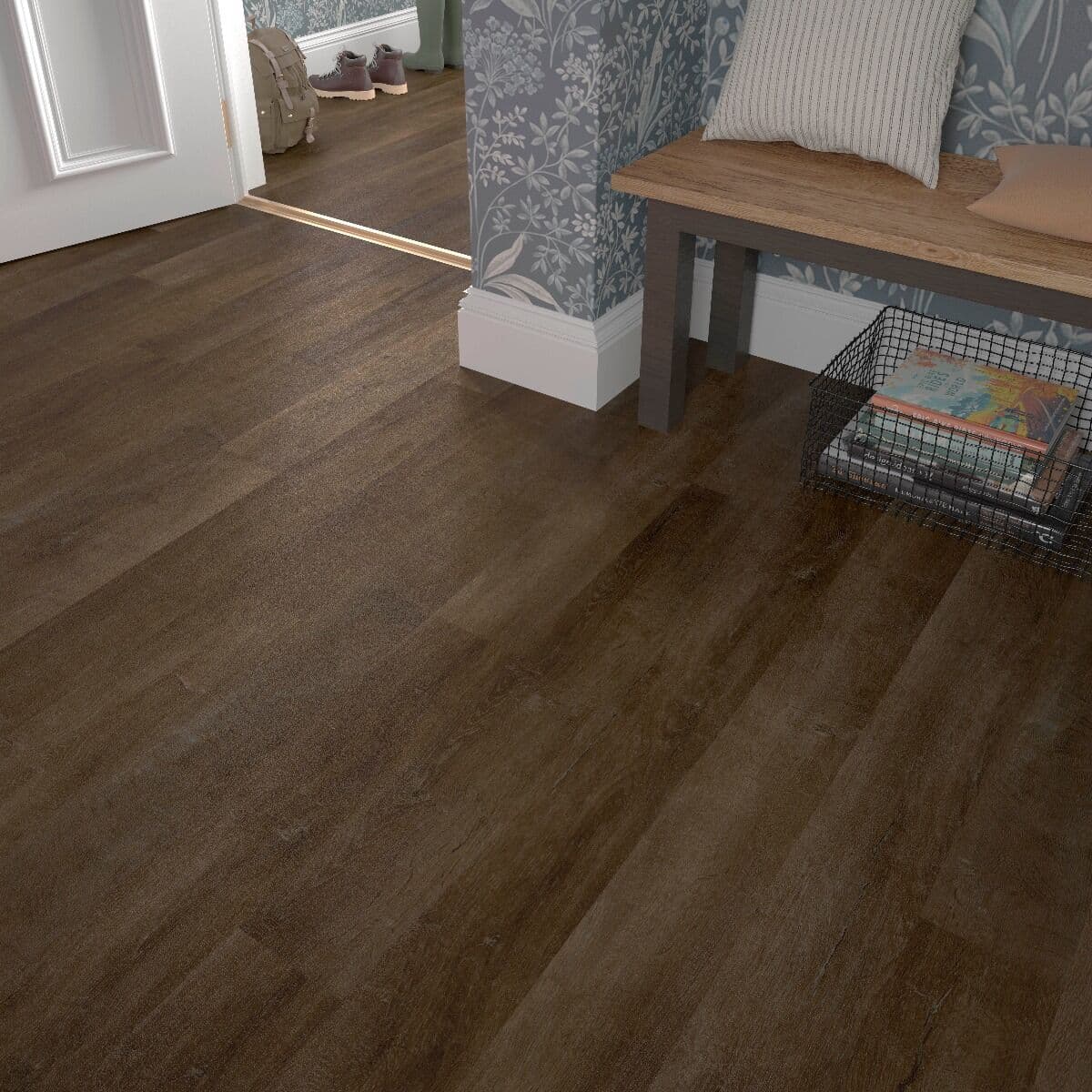 ClickLux Click-Fit Luxury Vinyl Tiles Rich Walnut 18x122cm