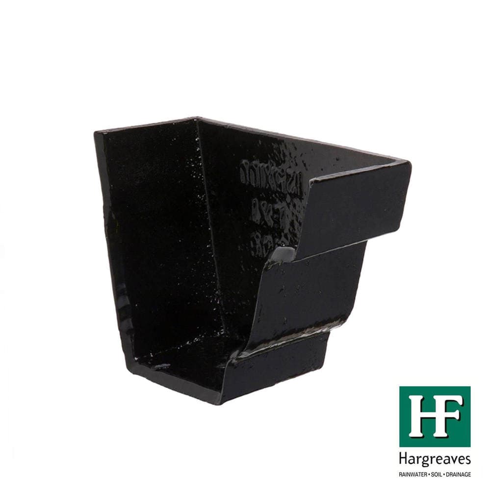 Cast Iron Moulded Ogee Gutter Right Hand External Stopend - 100mm Black