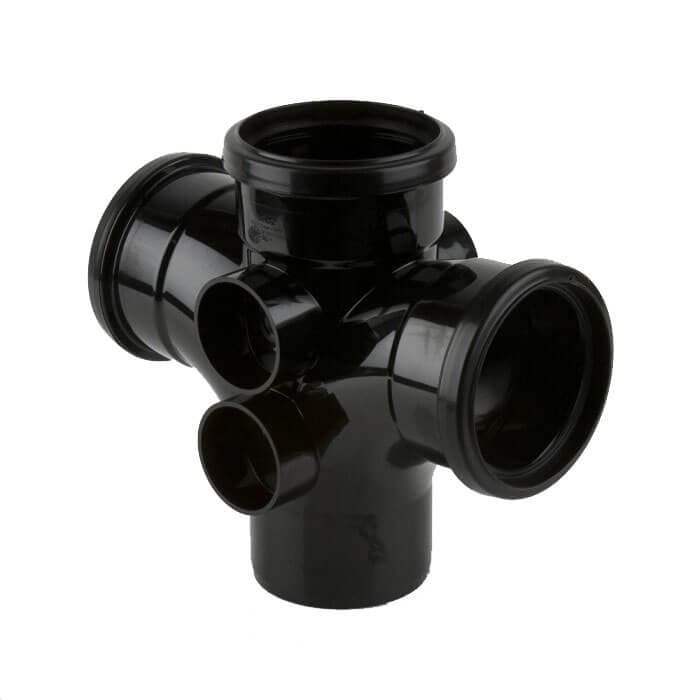 FloPlast Ring Seal Soil Double Branch - 92.5 Degree x 110mm Black